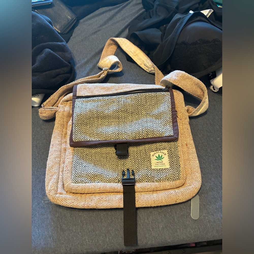 Eco-Friendly Tan and Brown Crossbody Bag